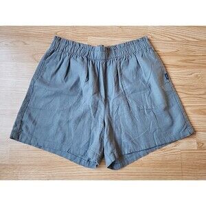 Lee Womans Shorts 12 M Blueish Gray Pull On Cotton Linen Lounge Shorts Paperbag